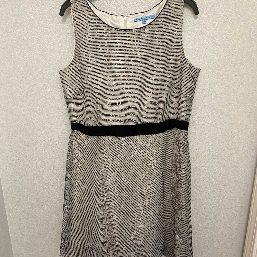 ANTONIO MELANI Gray Sheath Sleeveless Mini Dress